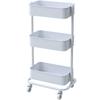 YAMAZEN Slim Kitchen Cart, Height Adjustable, 30kg Load Capacity, Mesh Finish, with Casters, 39.5cm Wide X 27.5cm Deep X 77cm High, Basket Trolley,