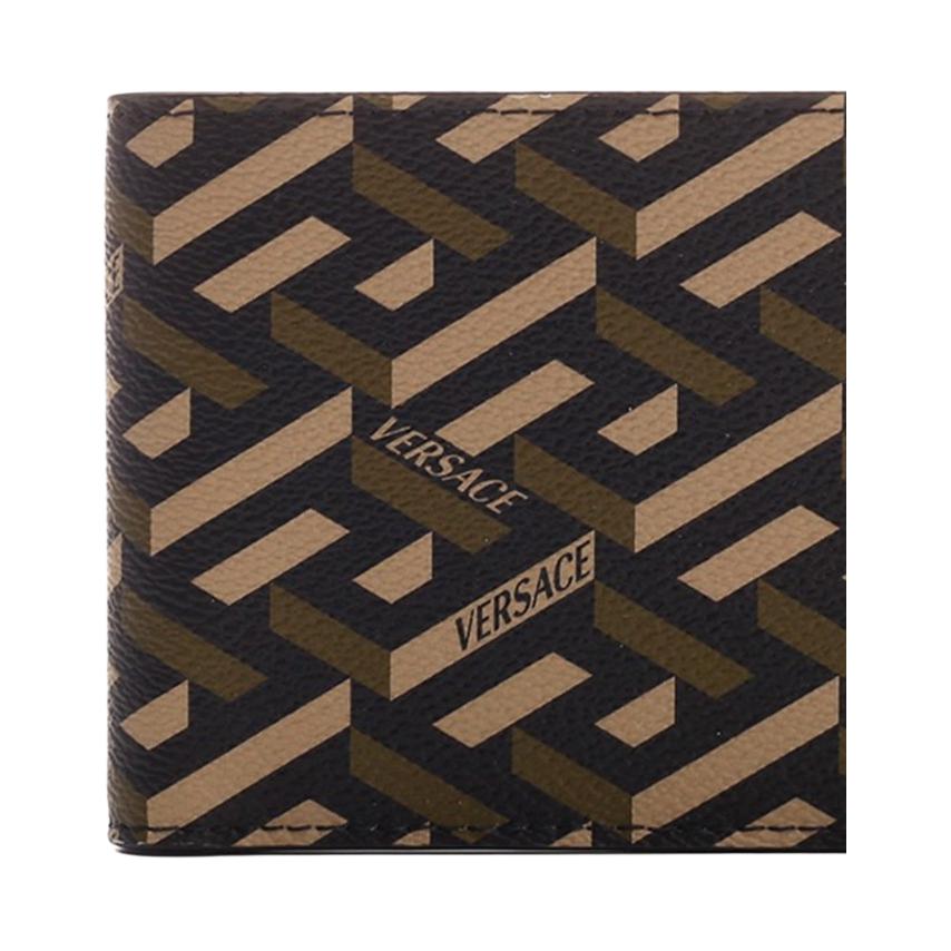 Versace Кошелек La Greca Signature Bifold Черный/Хаки Мужские кошельки DPU2463-1A01974-5B150