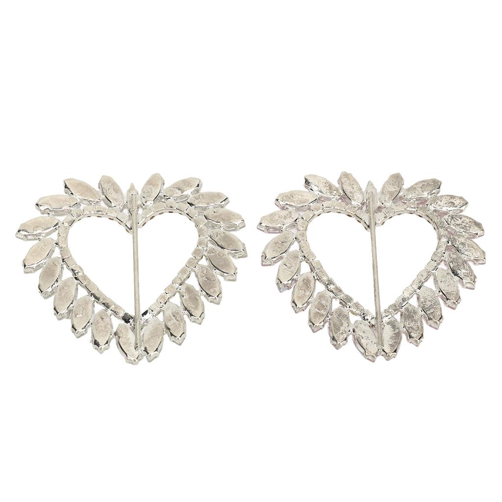 2pcs Love Heart Shape Rhinestone Buckle Metal Clothing Wrap Clip Sparkling Decorative T Shirt Clips