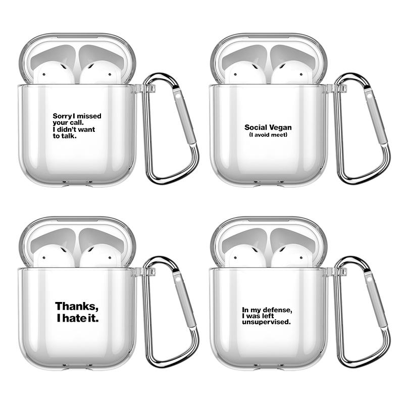 Забавные Цитаты Черный Простой Текст Буквы С Крючком Чехол Для AirPods 2 3 1 Чехлы Для Apple AirPods Pro 2 Прозрачный ТПУ Мягкая Крышка