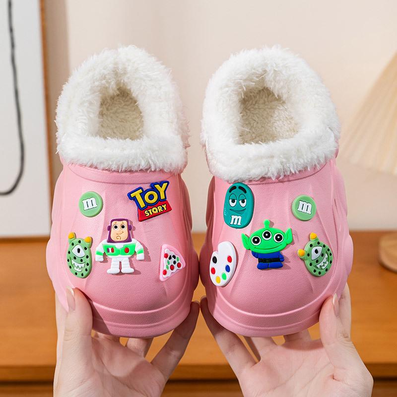CC winter children's cotton slippers indoor warm thickened plush male treasure female treasure waterproof and non-slip cartoon winter cotton mop