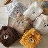 1 пара женских зимних нечетких носков из кораллового флиса с вышивкой медведя, утолщенные плюшевые носки-тапочки средней длины, домашние носки для сна