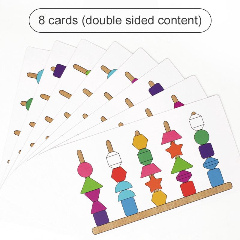 Деревянные игрушки Монтессори, цветная игра-головоломка, соответствующая форме, красочные бисерные цветные развивающие игрушки, подарок для детей