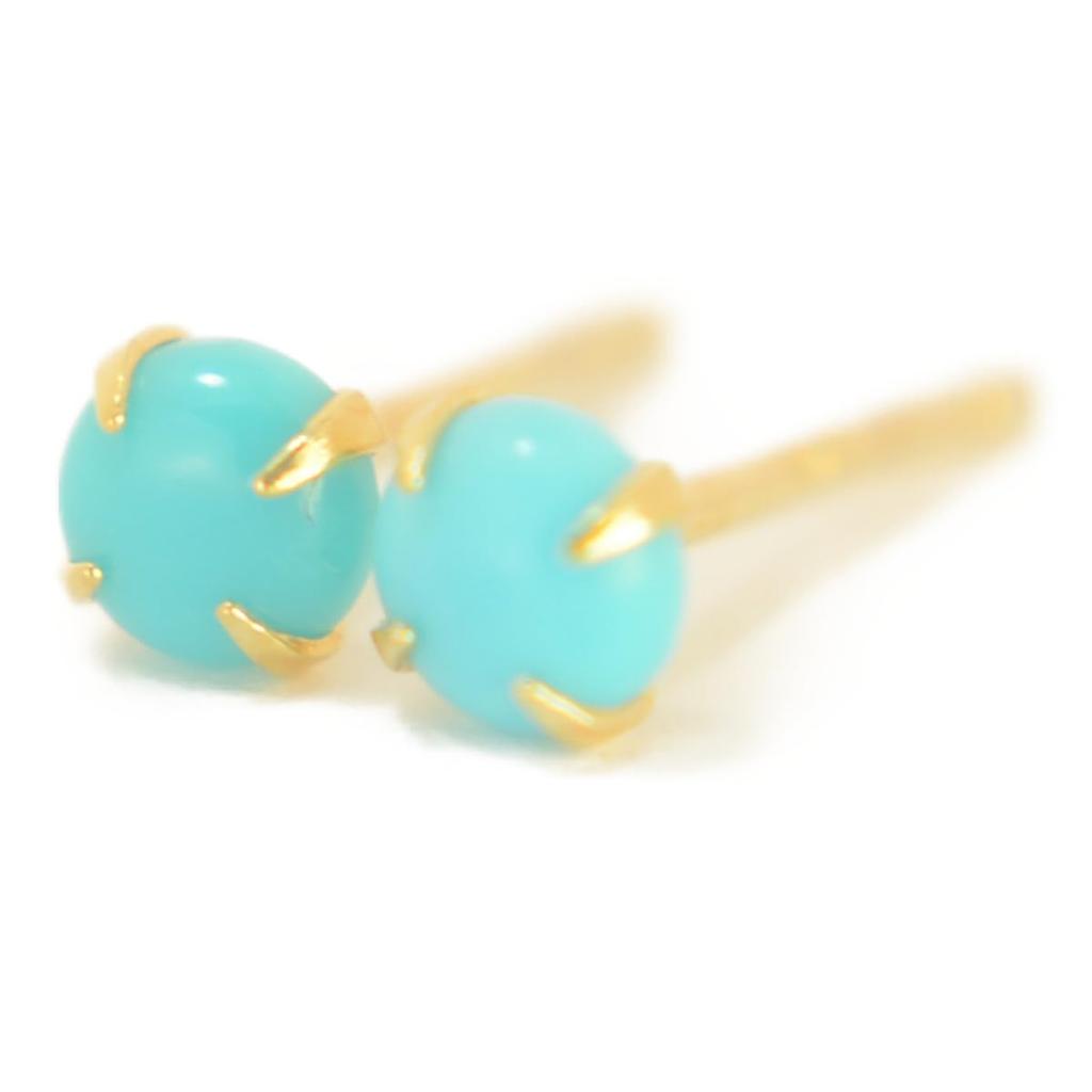 K18 Natural Turquoise Earrings [1 Pair (Body) Sold Separately] Turquoise Earrings Yellow Gold Earrings K18 k18 K18YG k18yg 18k yokomountain