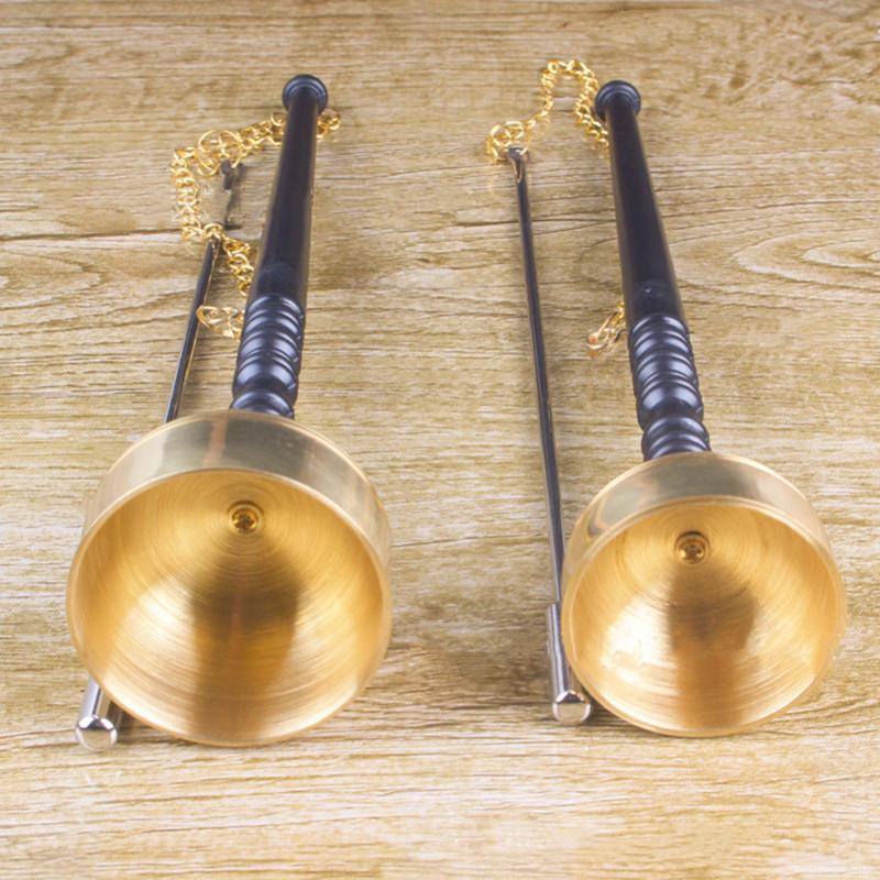 Тибетский медитационный и молитвенный колокольчик - латунный колокольчик с деревянной ручкой для буддийского пения, священных писаний, принадлежностей для храмовых церемоний