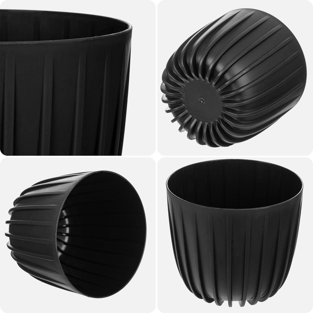 KADAX Doniczka Donica Osłonka Na Kwiaty 12,5cm Okrągła Plastikowa Kwietnik Czarna