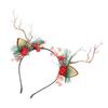 Deer Antler Flower Crown Headband Fairy Flower Reindeer Costume Accessory with Branch Pine Needle Decorations for Women