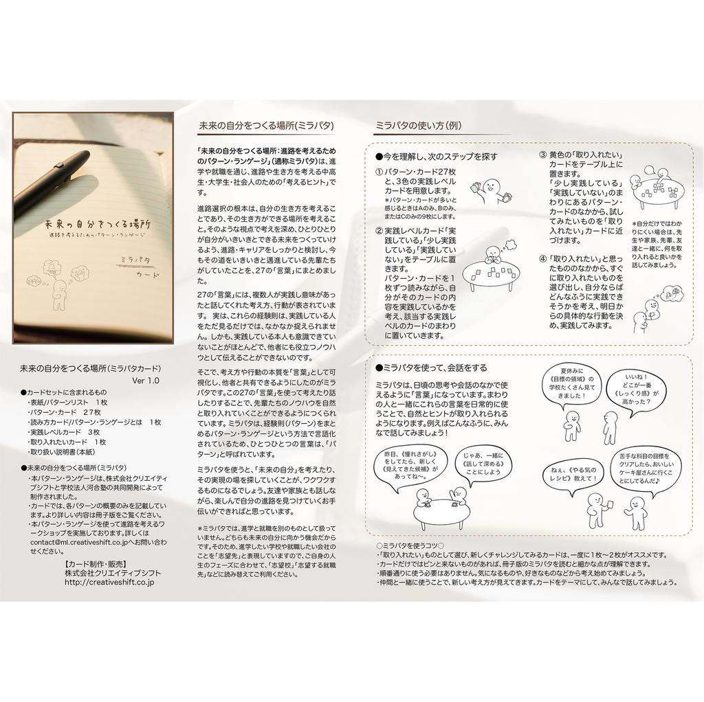 Мирапата — место, где можно создать свое будущее. Язык шаблонов для размышлений о своей карьере. Набор буклетов и карточек. (Путь к саморазвитию) &