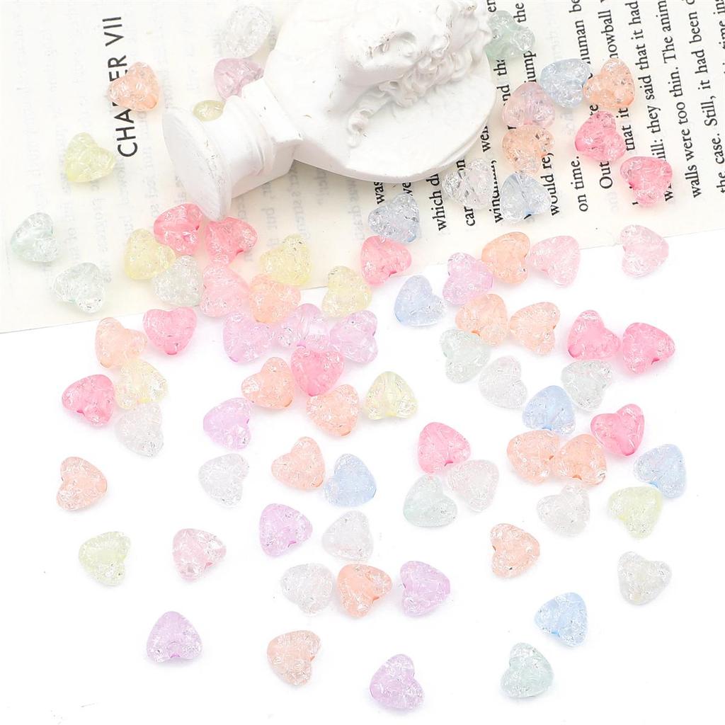 55/70Pcs Plastic Acrylic Heart Beads Fashion Loose Spacer Beads for Jewelry Making DIY Hairpin Earring Necklace Handmade