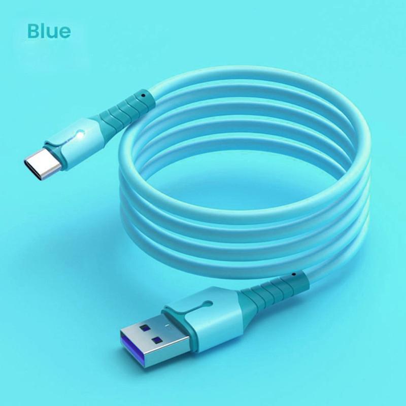 Прочный кабель USB Type C с быстрой зарядкой 5A и материалом из жидкого мягкого геля для Huawei, Xiaomi, POCO и Samsung