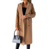Women's Midi Long Wool Coat Double Breasted Trench Coat Classic Notch Lapel Peacoat Fall Winter Overcoat