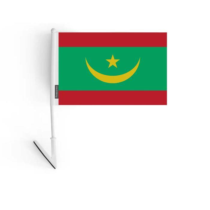 Drapeau Adhésif - Mauritanie - 14 X 21 Cm - Polyester - Léger - Recto/verso