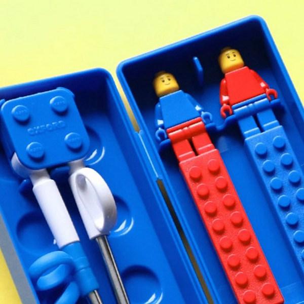 Oxford Block Stainless Steel Spoon + Fork + Chopsticks + Case Set, Blue, 1 Set