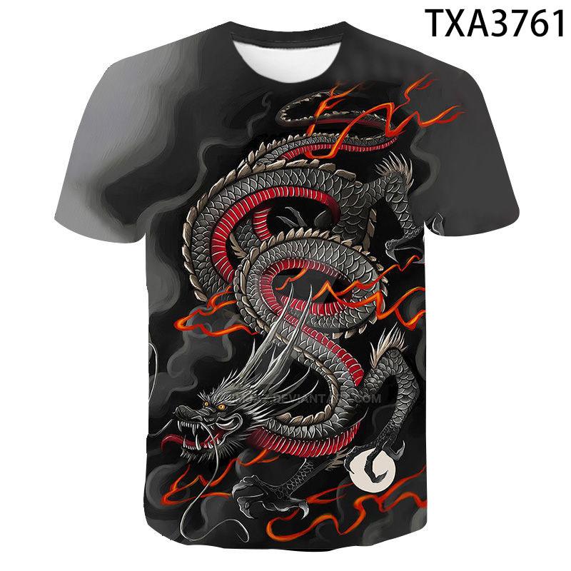 2022 Новые футболки с драконом, мужские футболки с 3D принтом мультфильма аниме, повседневные футболки с короткими рукавами для мальчиков, крутые футболки