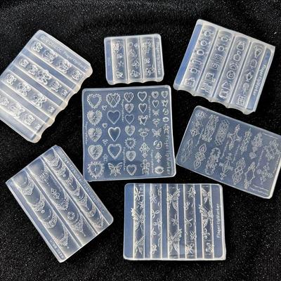 Барочное сердце Французское ожерелье Бабочка Цветок 3D Акриловая форма для ногтей DIY Украшение для нейл-арта Прозрачный маникюрный шаблон