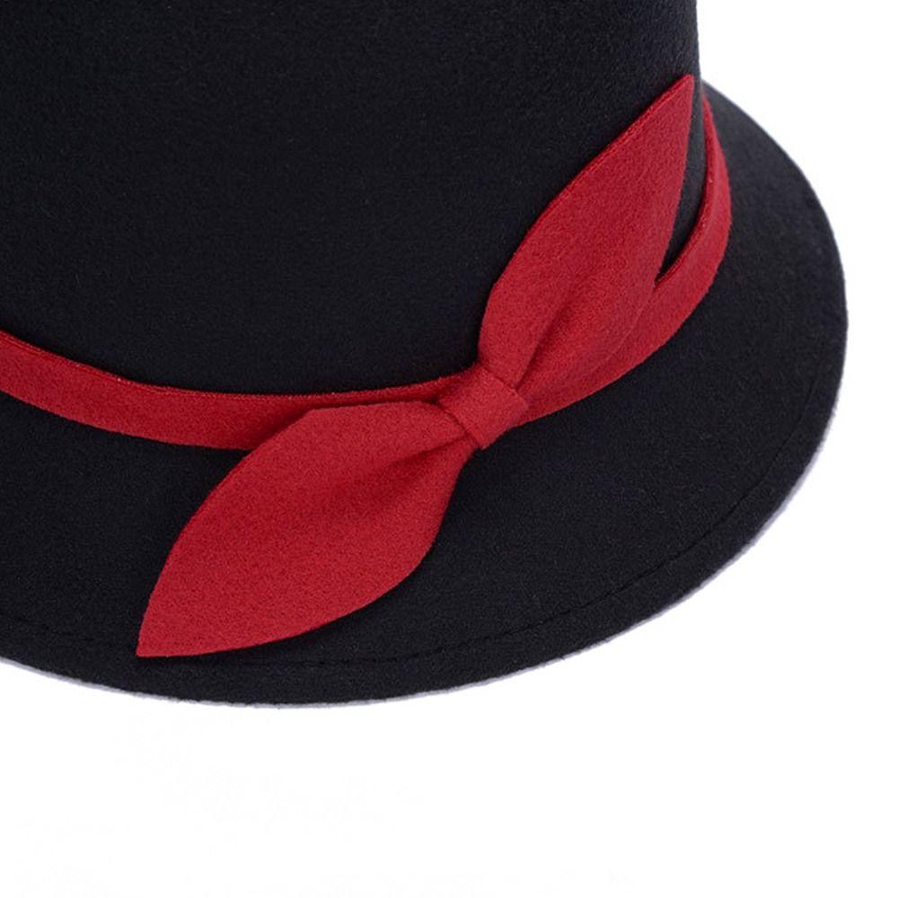 Винтажная шляпа с бантом из шерстяного фетра, повседневная шляпа-тазик, фетровая кепка, кепка-ведро, шляпы-котелки, купольная шляпа