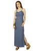 Long Maxi Dress With Spaghette Strap Blue Summer Gown With Side Slit