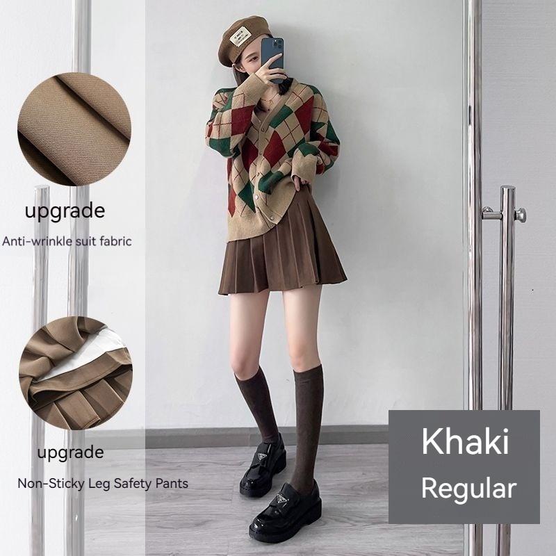 Tweed Plaid High Waist Pleated Skirt Autumn and Winter Skinny A-line Skirt Large Size Autumn and Winter Models