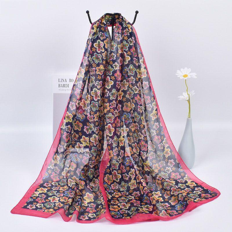 Women's Scarves, Fashionable Chiffon Printed Scarves, Long Neck Protection, Thin Rectangular Scarves