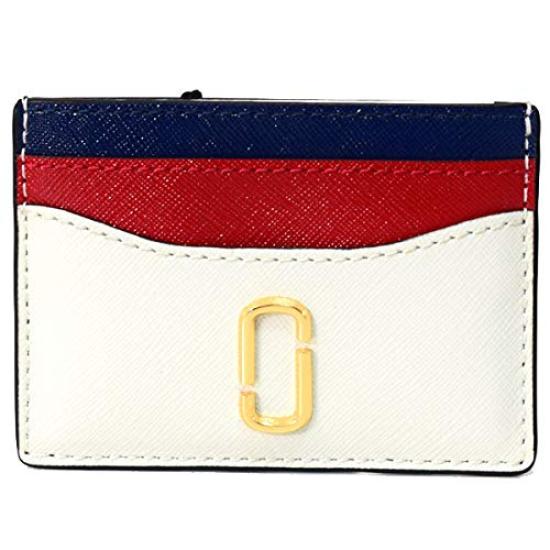 Marc Jacobs Saffiano Leather Card Case with Snapshot Double J Slim Card Business Card Coconut M0013355 Logo, Case, Holder, Multi,