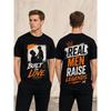 Men's Black Short Sleeve T-Shirt with Front & Back Graphic Print, Crew Neck, Soft Cotton Feel, Fatherhood Theme, Casual Daily Wear Fit
