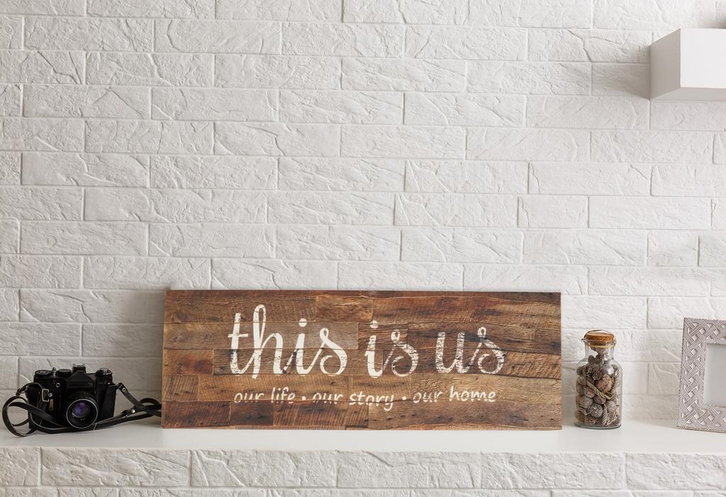Inkdotpot Stretched Canvas Quotes Wall Art Decor, This Is Us Our Life .Our Story.Our Home Wall Decor-twoRustic Wall Art Sign