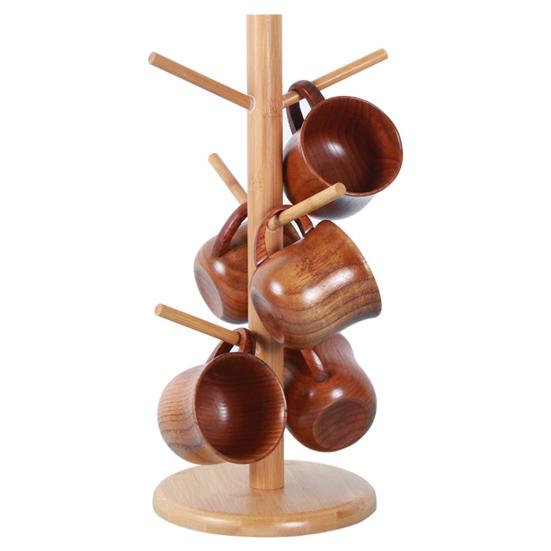 Деревянный держатель для кружки, дерево, 6 крючков, сверхмощный многофункциональный органайзер для чашек чая, кофе, вешалка, подставка для хранения, сливная стойка, товары для дома