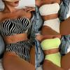 Women's Swimsuit with Breast-wrapped Multi-color Split Sexy High-waist Bikini Beachwear Bathing Suits
