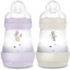 Lot De 2 Biberons - MAM - Easy Start - Anti-colique - 160 Ml - Tétine Débit 1 - Lilas + Sable