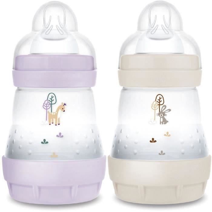 Lot de 2 Biberons - MAM - Easy Start - Anti-colique - 160 ml - Tétine débit 1 - Lilas + Sable