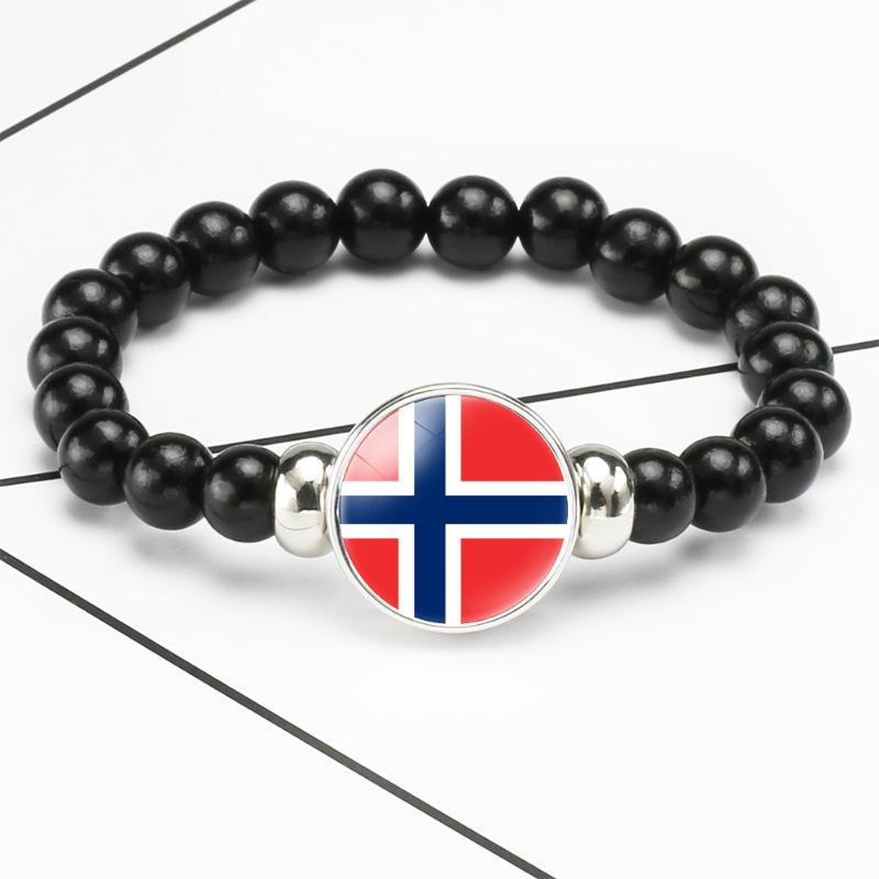 287 Countries National Flag Snap Button Elastic Band Beads Country Flag Independence Day Bead Jewelry Beaded Bracelet