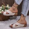 Fashion New Cross Strap Thick Soled Shoes Outdoor Solid Color Wedge Ladies Slippers Retro Beach Sandals Simple Comfortable Women's Shoes