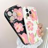 Для iPhone 16 15 14 13 12 Samsung S24 S23 S22 A06 A13 A14 A15 A16 A55 Redmi Note 13 12 розовый цветочный узор мягкий силиконовый чехол для телефона с волнистым краем