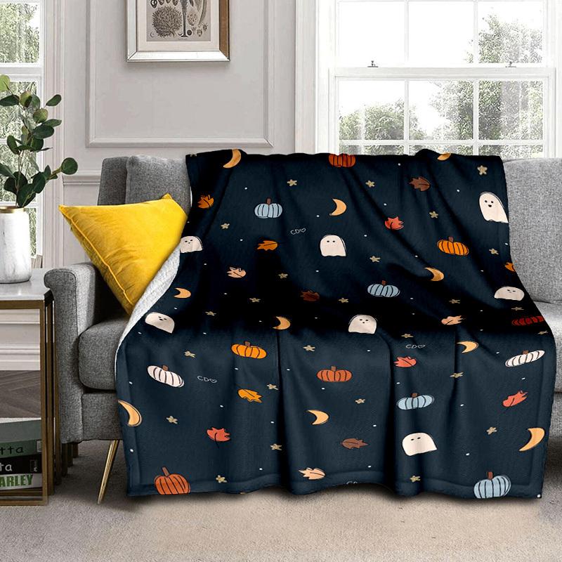 1pc Halloween Night Decorations Cartoon Blanket,Portable Throw for Travel & Camping, All Season Cozy Blanket,Ideal Gift