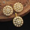 Sterling Silver Gold Finish Moissanite Polki Pendant Earring Set