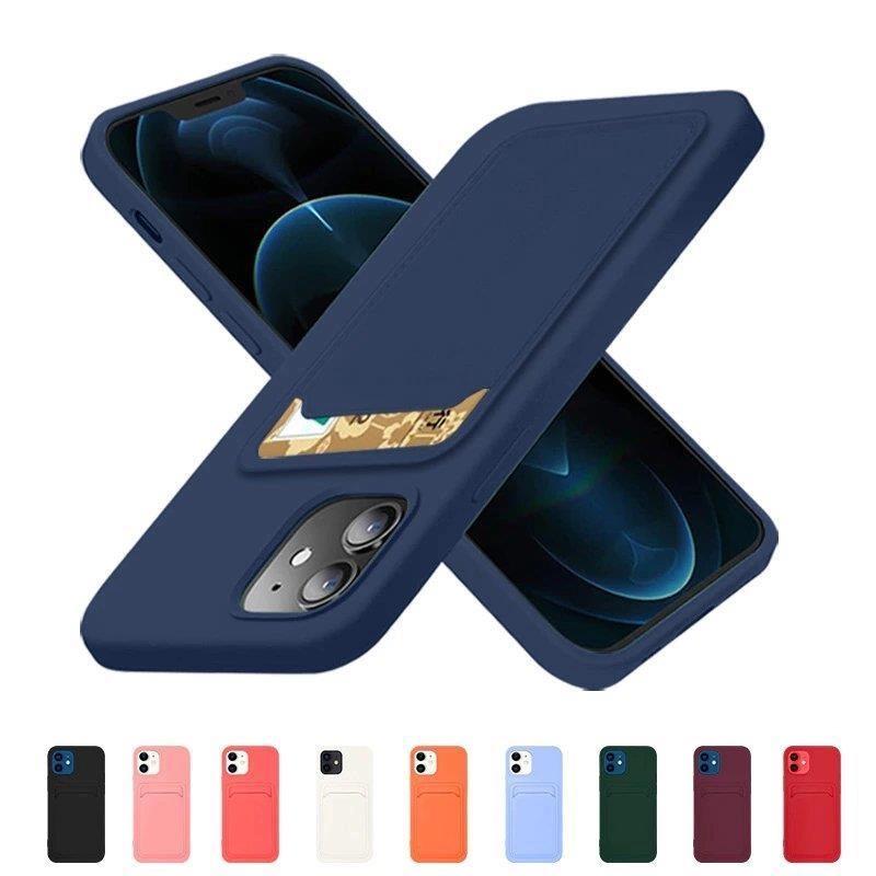 Card Case Silicone Wallet Case With Card Slot Documents For Samsung Galaxy A73 Navy Blue