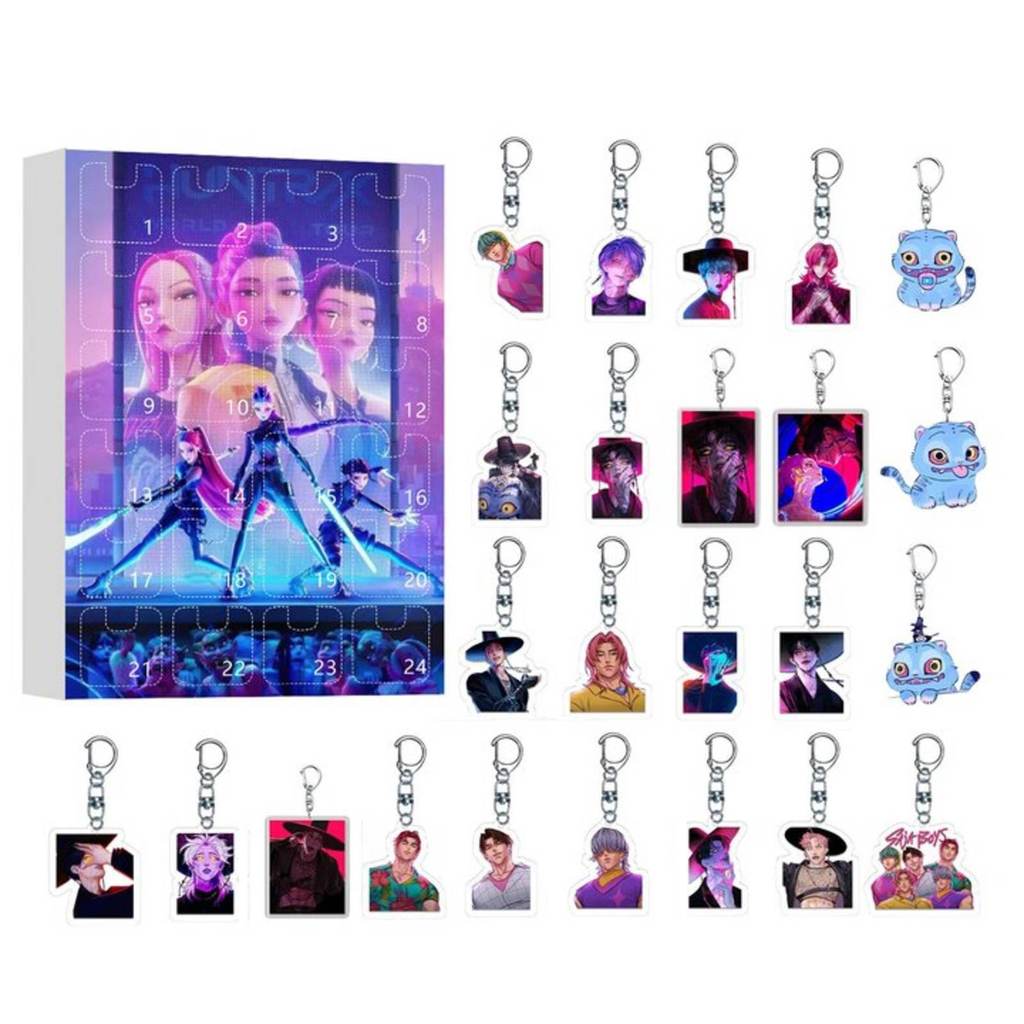 Kpop Demon Hunters Christmas Countdown Calendar With Acrylic Keychain Car Decor Gifts For Fans
