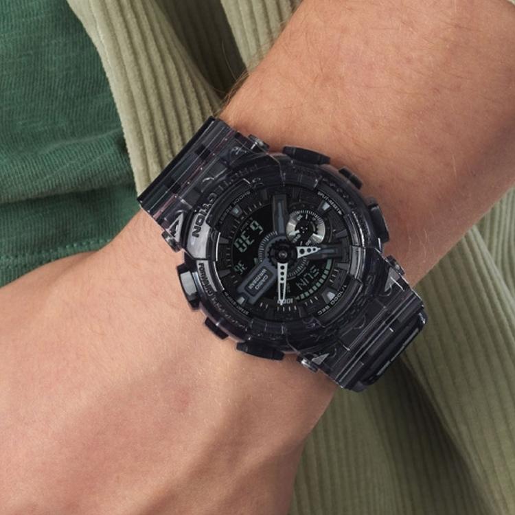 Casio Мужские часы Серия 55 мм Черные с двойным жидкокристаллическим/аналоговым дисплеем GA-110SKE-8ADR GA-110SKE-8ADR