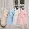 Kids Girls Solid Color First Communion Sleeveless Performance Special Occasion Birthday Mesh Fashion Adorable Polyester Mini Party Swing Tulle Dress
