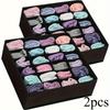 2-Pack Multi-Purpose Sock Drawer Organizers, Underwear Dividers, 24-Cell Collapsible Closet Organizers, Beige & Gray Options