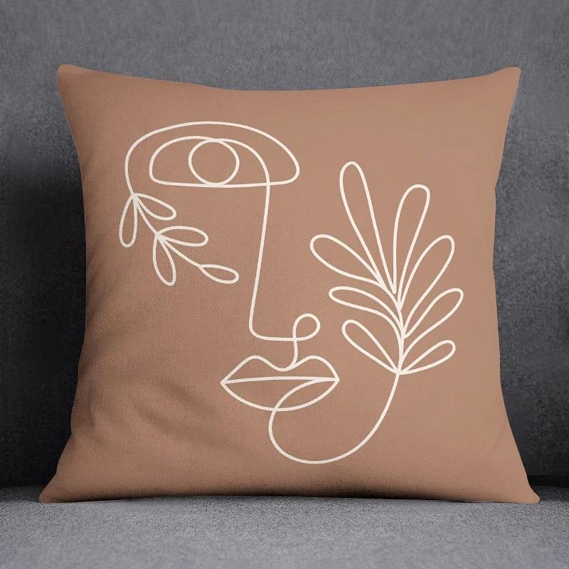Abstract Brown Flower Decorative Pillowcase Living Room Office Ornaments Home Pillowcase