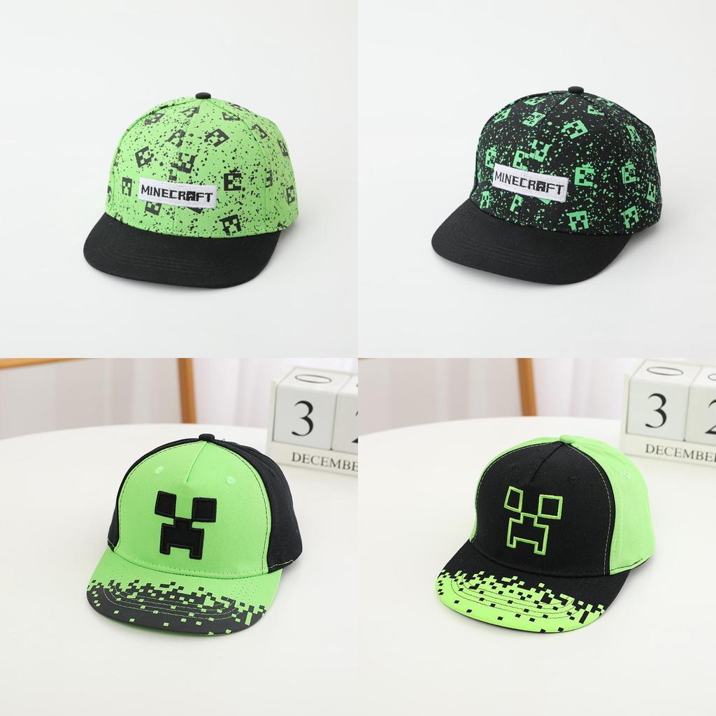 Minecraft Pattern Kids Baseball Cap With Sunshade Wide Brim For Summer Sun Protection