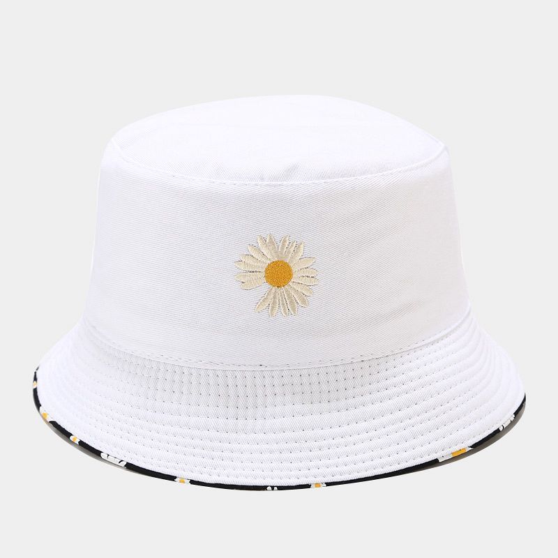 Двусторонняя рыбацкая шляпа в корейском стиле с принтом ромашек и короткими полями для весны и осени