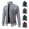 Men Sweater Coat Zip-up Stand Collar Patchwork Long Sleeves Contrast Color Plus Size Slim