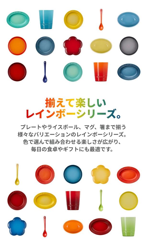 Le Creuset Mini Round Plates, Rainbow Design, Heat and Cold Resistant, Microwave and Oven Safe, Set of 5. [Official Japanese Retailer]