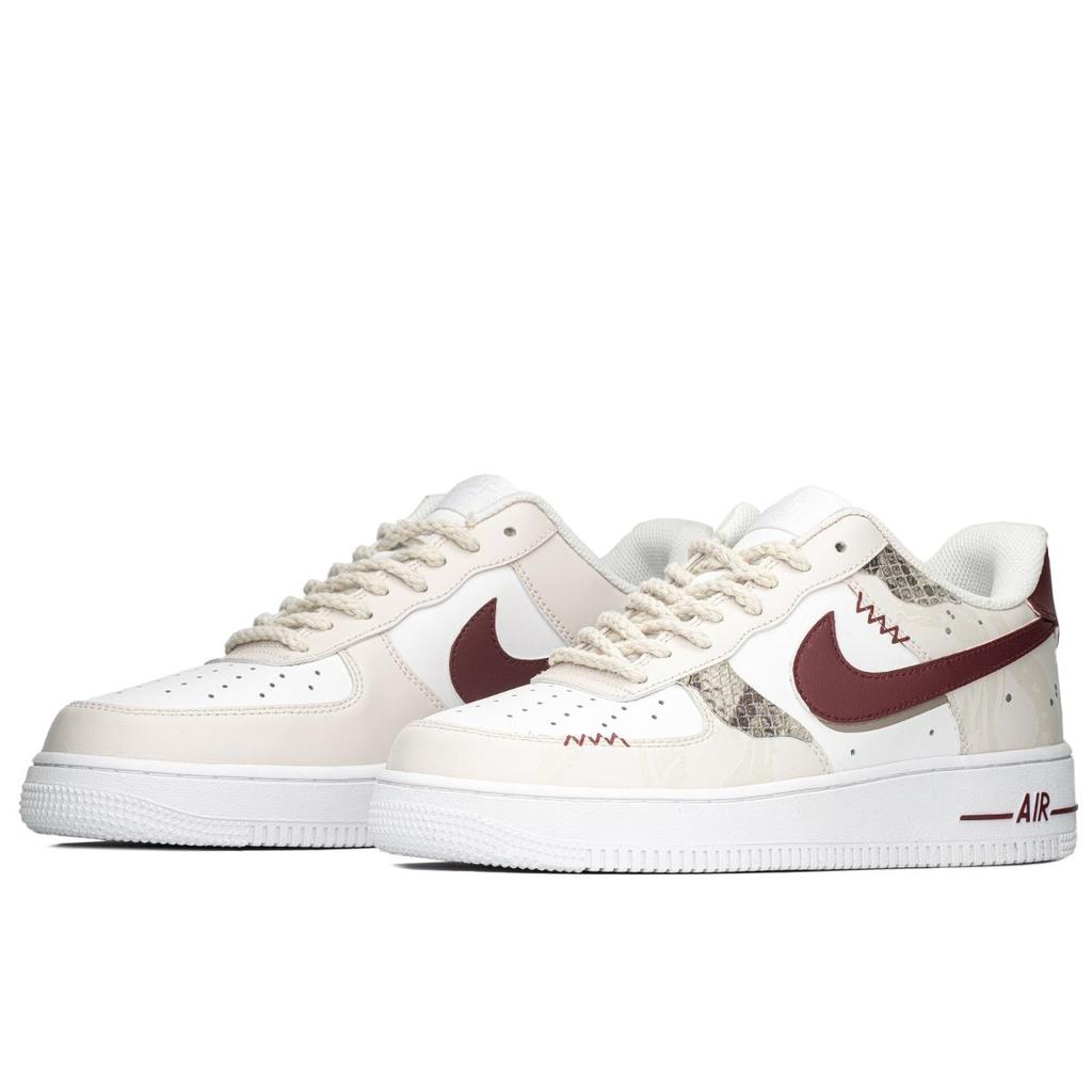 Nike Air Force 1 Low top Skateboard Shoes Unisex Beige White Red CW2288-111(TeamA-)