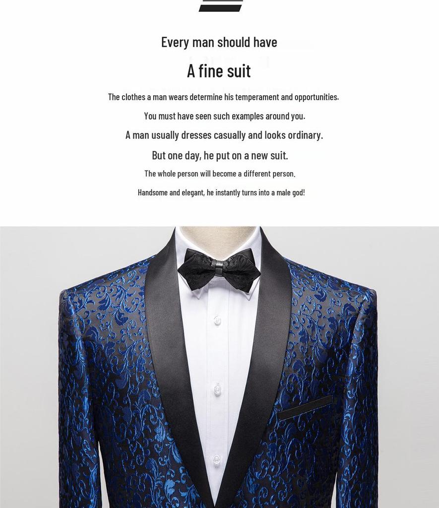 Мужской многоцветный приталенный жаккардовый пиджак-смокинг для сцены, свадьбы и банкета