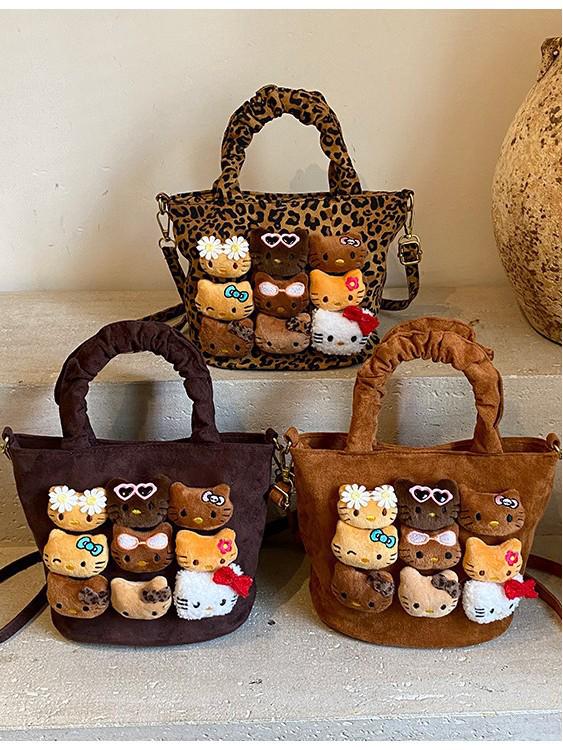 Leopard Print Canvas Crossbody Bag for Women - Cute and Versatile Cartoon Handbag