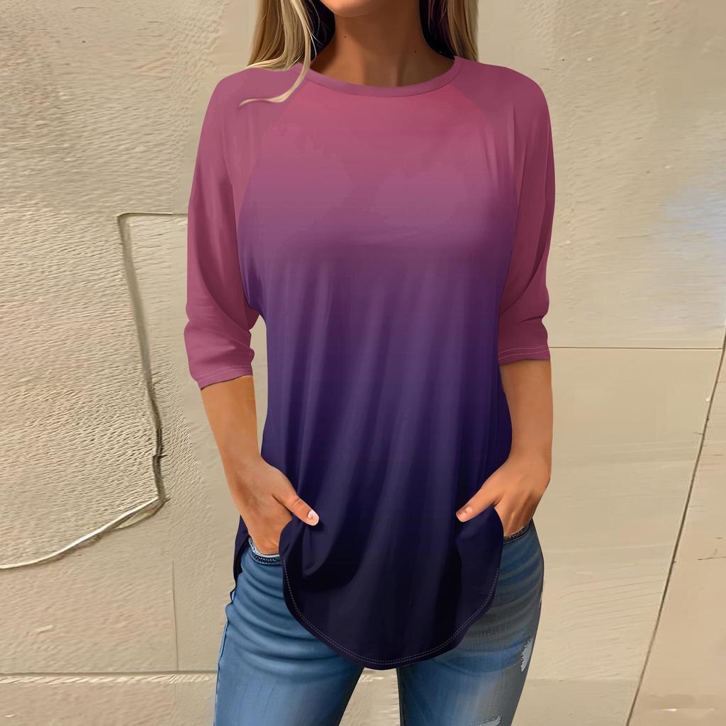 Женские модные повседневные топы для выхода в свет с принтом и рукавом реглан, пуловер с рукавами 3/4, топы с круглым вырезом