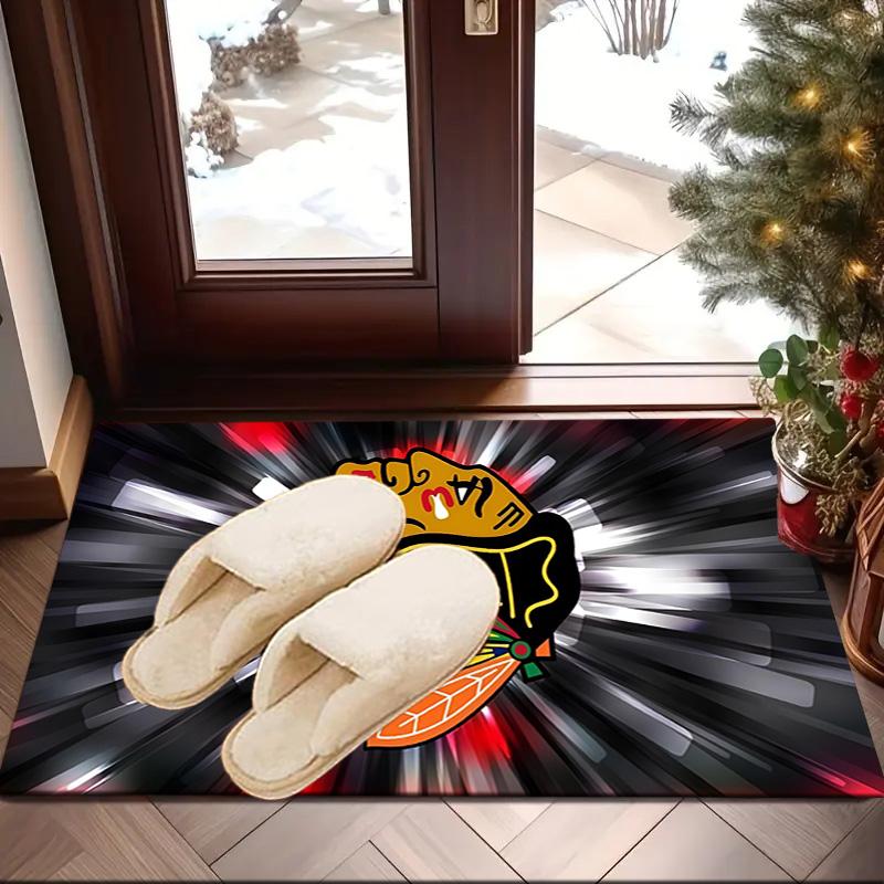 Chicago-Blackhawks Logo Area Rug Suitable for Indoor And Outdoor,Carpets for Kitchens, Homes, Offices, Living Rooms,Home Decor,Christmas Gift
